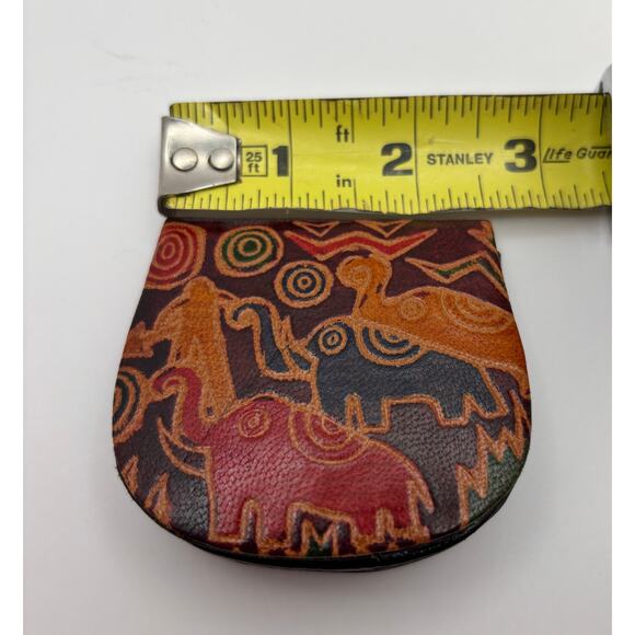 Hand Tooled Embossed Genuine Leather Made in India Coin Purse 
Snap Closure - Picture 5 of 7